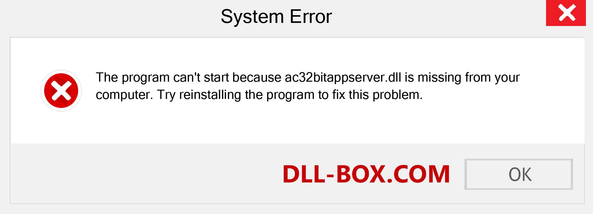  ac32bitappserver.dll file is missing?. Download for Windows 7, 8, 10 - Fix  ac32bitappserver dll Missing Error on Windows, photos, images